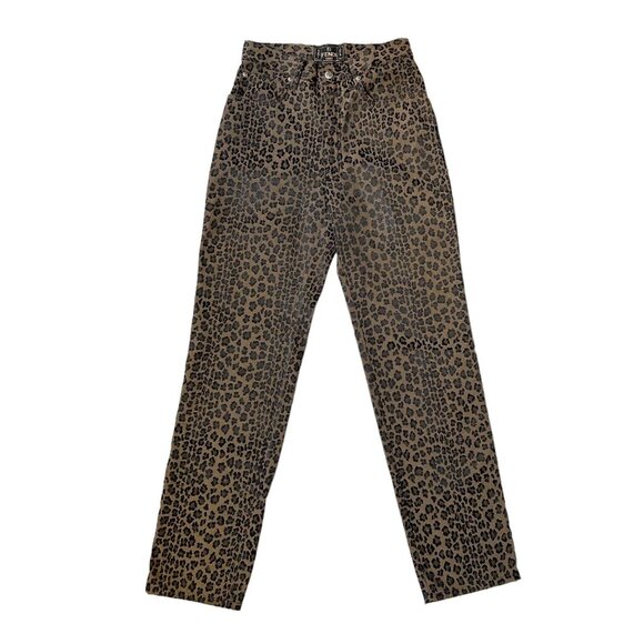 90s Vintage Fendi Leopard Print Jeans Pants Mid Rise Tapered Leg Animal Print. - Picture 1 of 6